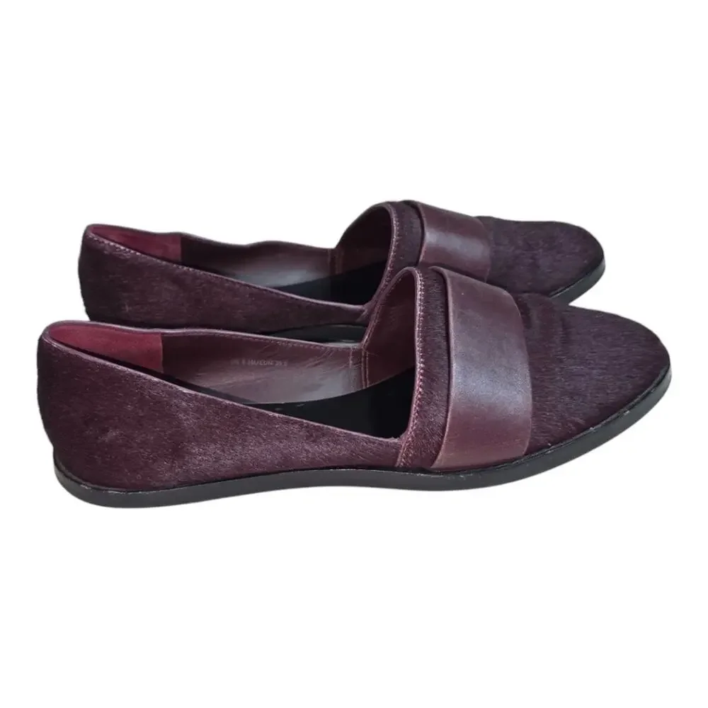 Vince Mason Burgundy Purple Casual Leather Calf Hair Flats Loafers Size 6.5